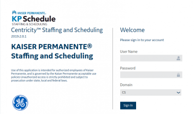 KP Schedule Login