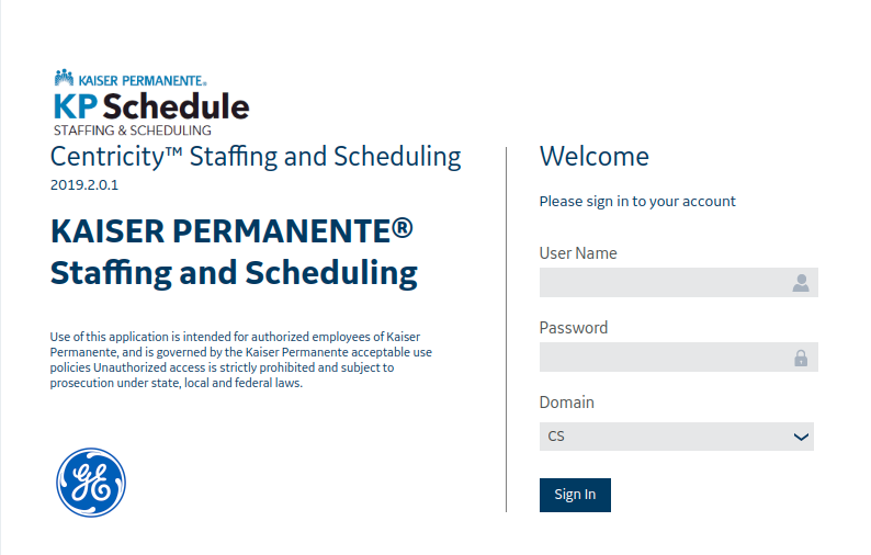 KP Schedule Login