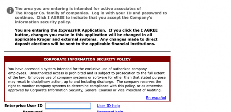 kroger current associate login