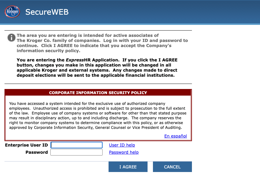 kroger current associate login