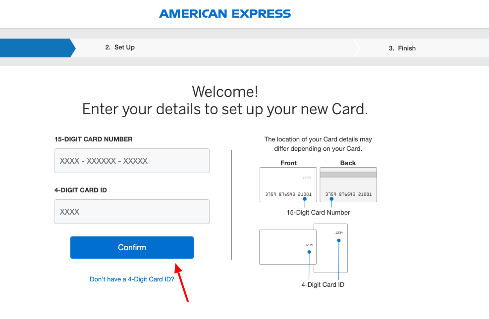 amex personal loan create account page