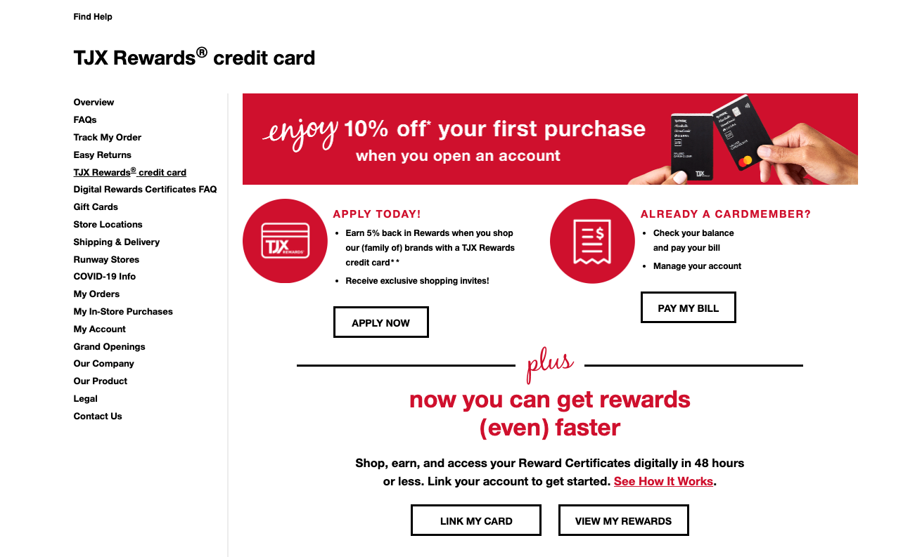 tjmaxx credit card benefits