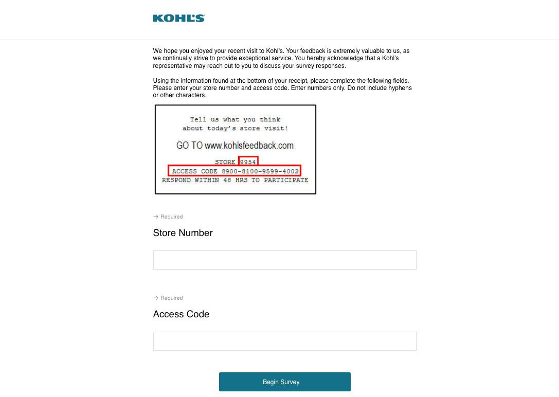 Kohl's Feedback Survey